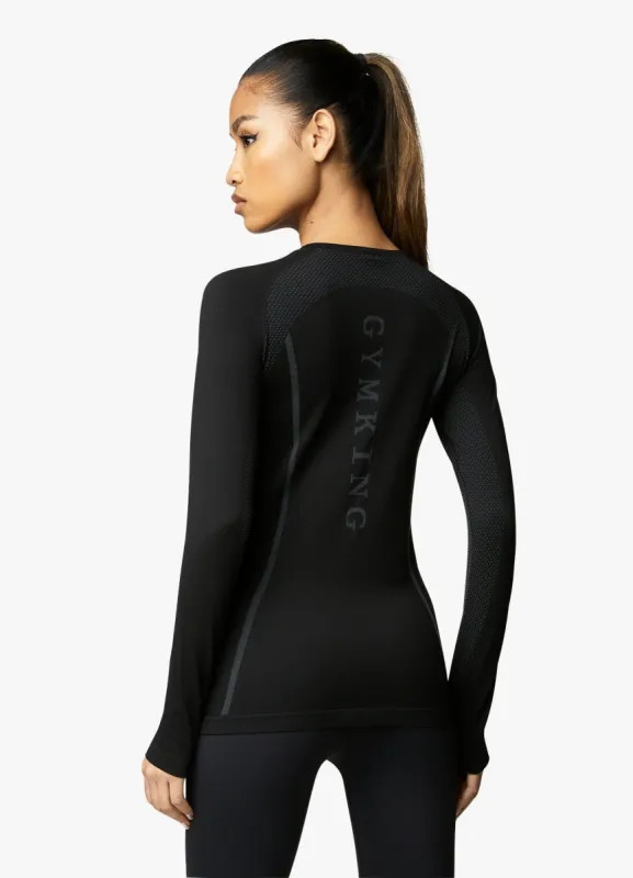 Gym King Seamless Ls Tee - Black sold by The Gym King