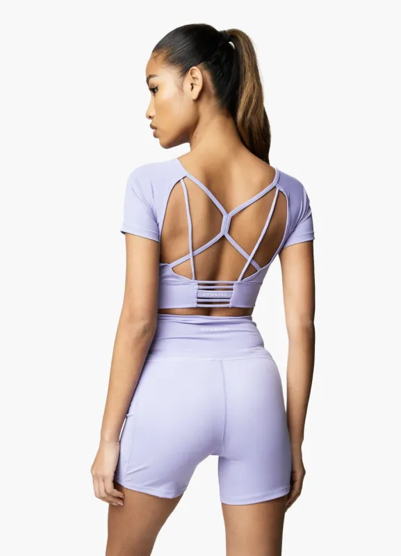 Gym King Dominate Cap Sleeve Crop Tee - Lilac Orchid sold by The Gym King