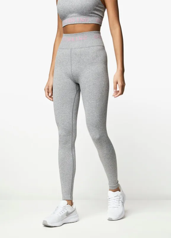 Gym King Intention Multi-Rib Legging - Grey Marl/Cosmic Pink sold by The Gym King