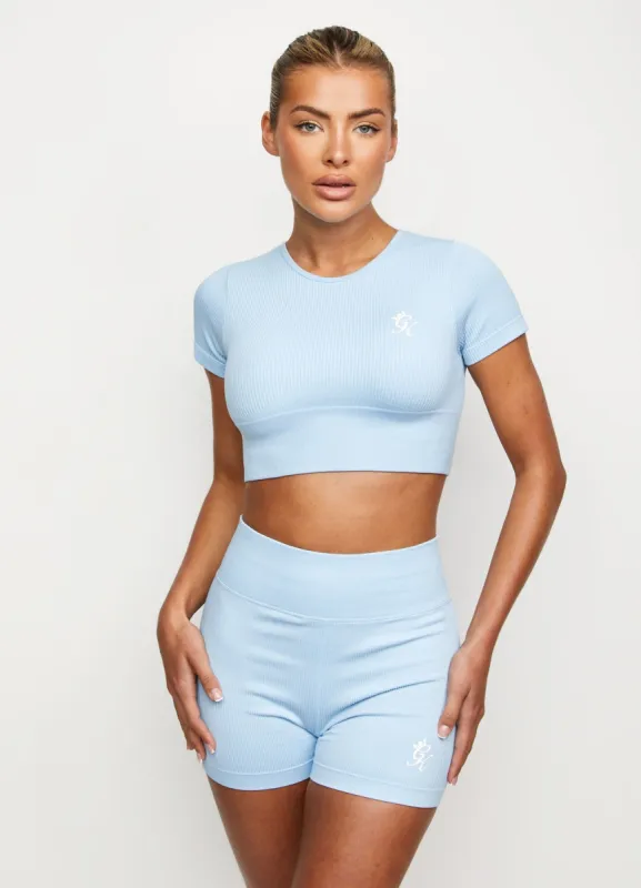 Gym King Formation Seamless Rib Short Sleeve Top - Blue Cloud sold by The Gym King