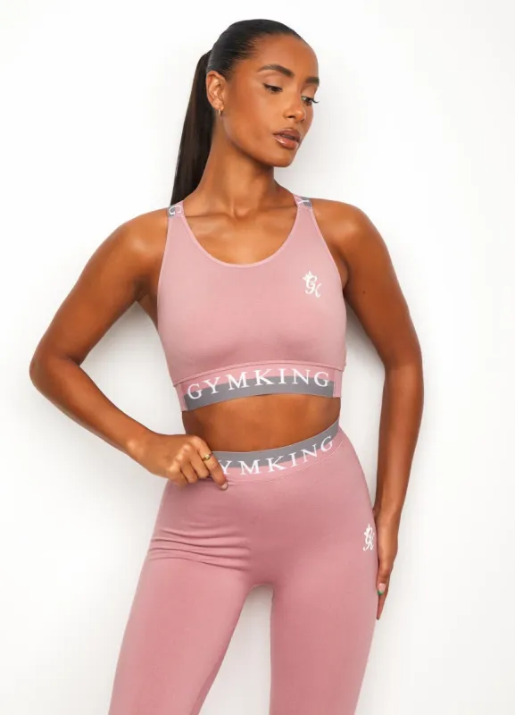 Gym King Seamless Results Cross Back Sports Bra - Rose Marl sold by The Gym King