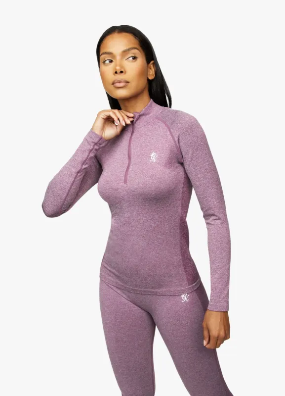 Gym King Seamless Results 1/4 Zip Funnel - Plum Marl sold by The Gym King