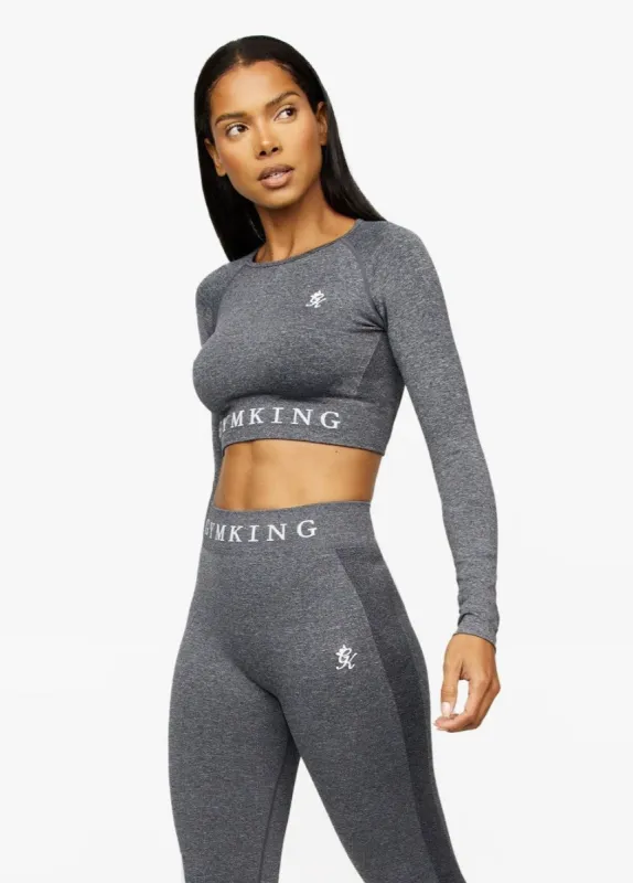 Gym King Seamless Results Ls Crop - Smoke Grey Marl sold by The Gym King