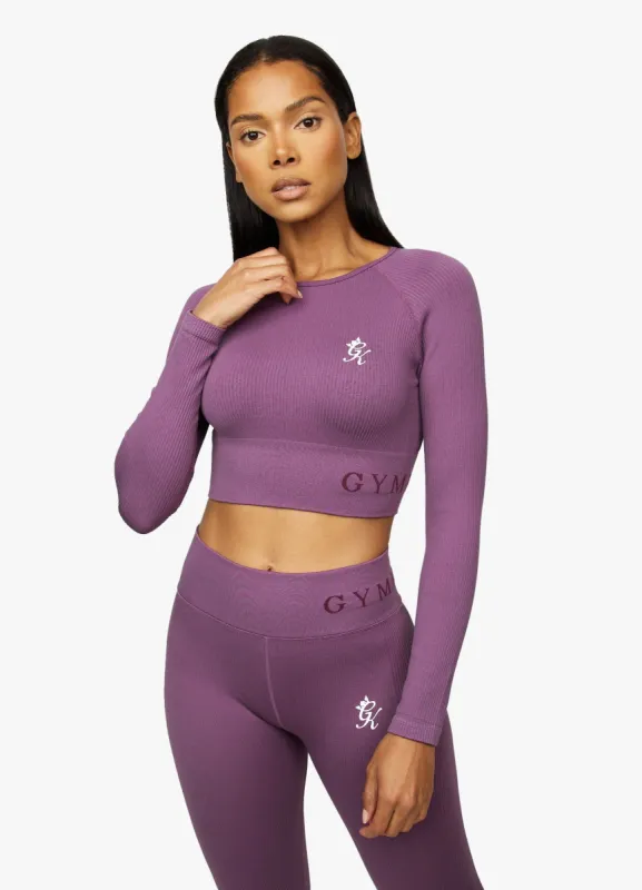 Gym King Formation Long Sleeve Crop Top - Berry sold by The Gym King