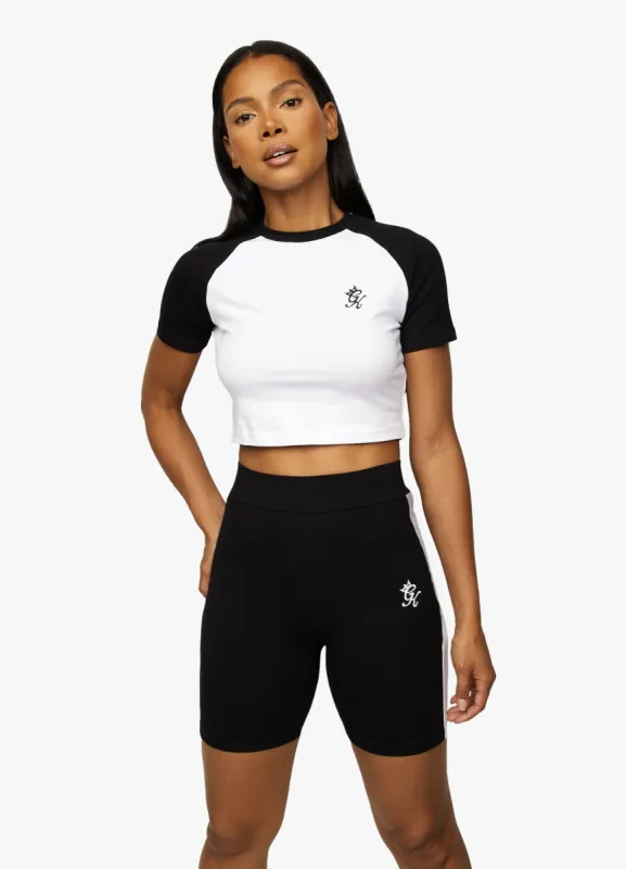 Gym King Tri Colour Crop Tee - White sold by The Gym King