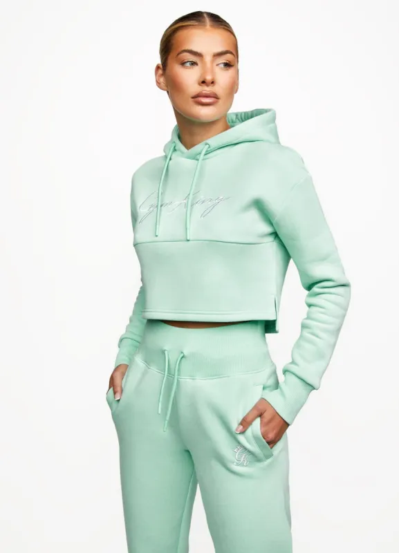 Gym King Sky Script Cropped Hoodie - Mint sold by The Gym King