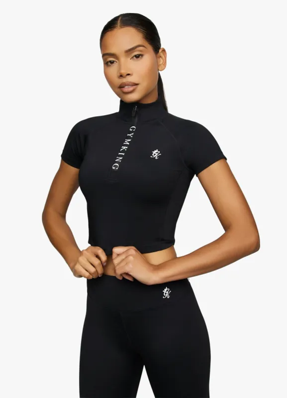 Gym King Short Sleeve Taped Crop Funnel - Black sold by The Gym King