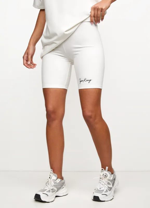 Gym King Script Cycle Short - Off-White sold by The Gym King