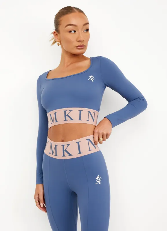 Gym King Focus Ls Crop - Ink/Rose sold by The Gym King