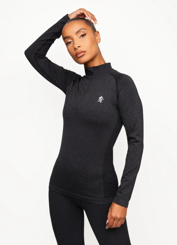 Gym King Seamless Results 1/4 Zip Funnel - Black sold by The Gym King