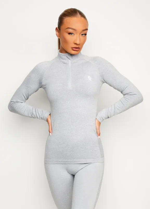 Gym King Seamless Results 1/4 Zip Funnel - Ice Melange sold by The Gym King