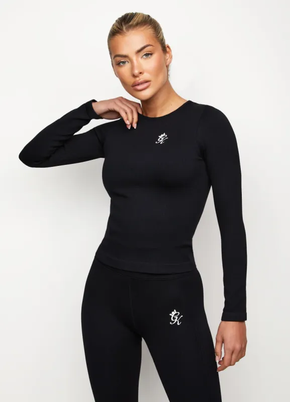 Gym King Formation Seamless Rib Long Sleeve Top - Black sold by The Gym King