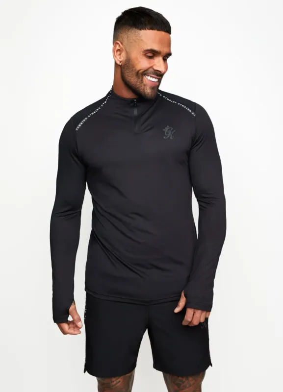 Gym King Ambition Taped 1/4 Zip Funnel - Black sold by The Gym King