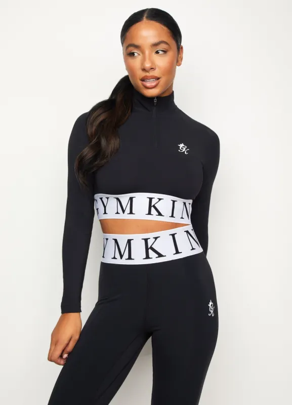 Gym King Focus 1/4 Zip Crop - Black/White sold by The Gym King