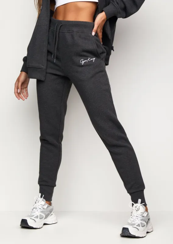 Gym King Script Slouch Jogger - Charcoal Marl/White sold by The Gym King