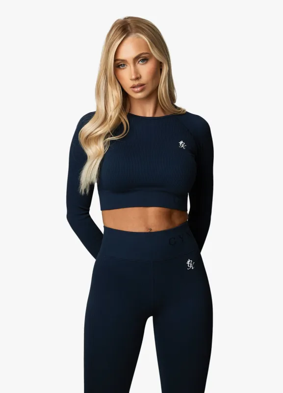 Gym King Formation Rib LS Crop - Ink Blue sold by The Gym King