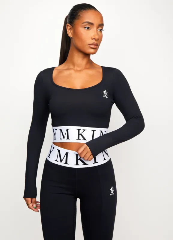 Gym King Focus LS Crop - Black/White sold by The Gym King