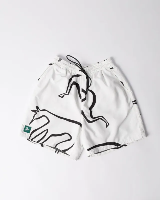 Yoga walks swim shorts sold by by Parra