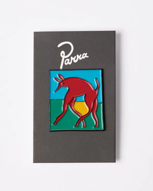 Bear dog hammer enamel pin made by by Parra