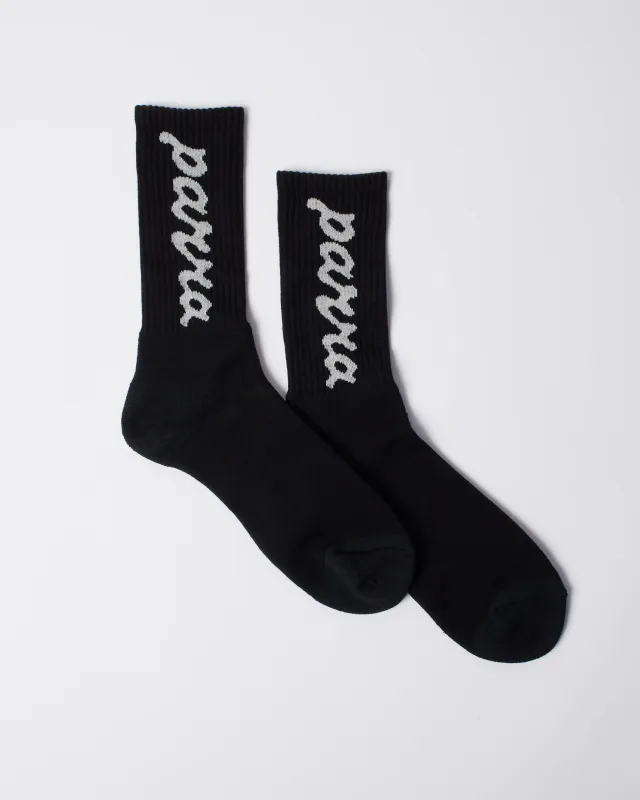 Lowercase scriptlogo crew socks made by by Parra