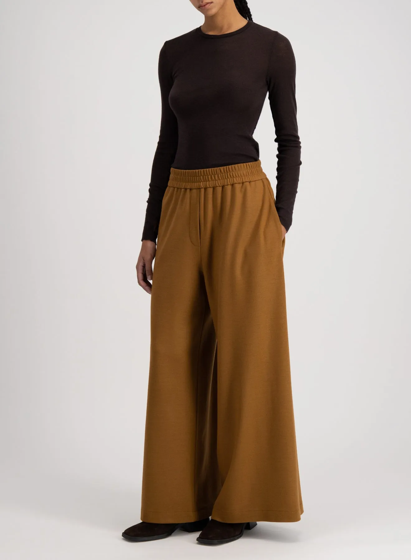 Palazzo jogging trousers superfine merino sold by Harris Wharf London product image thumbnail 5