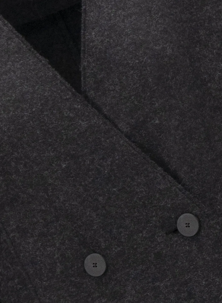 Uncollared coat with shoulder pads pressed wool sold by Harris Wharf London product image thumbnail 2