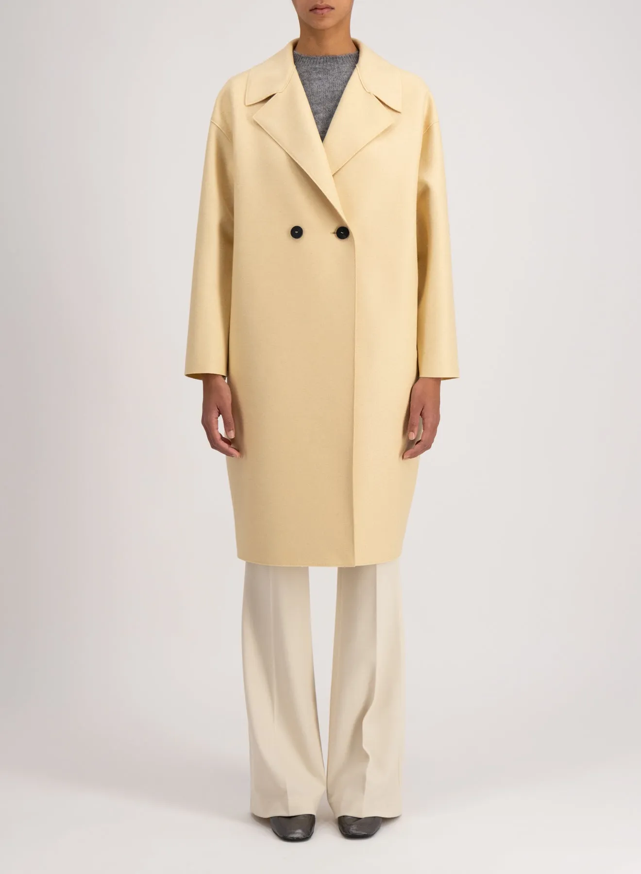 Dropped shoulder coat pressed wool sold by Harris Wharf London product image thumbnail 2