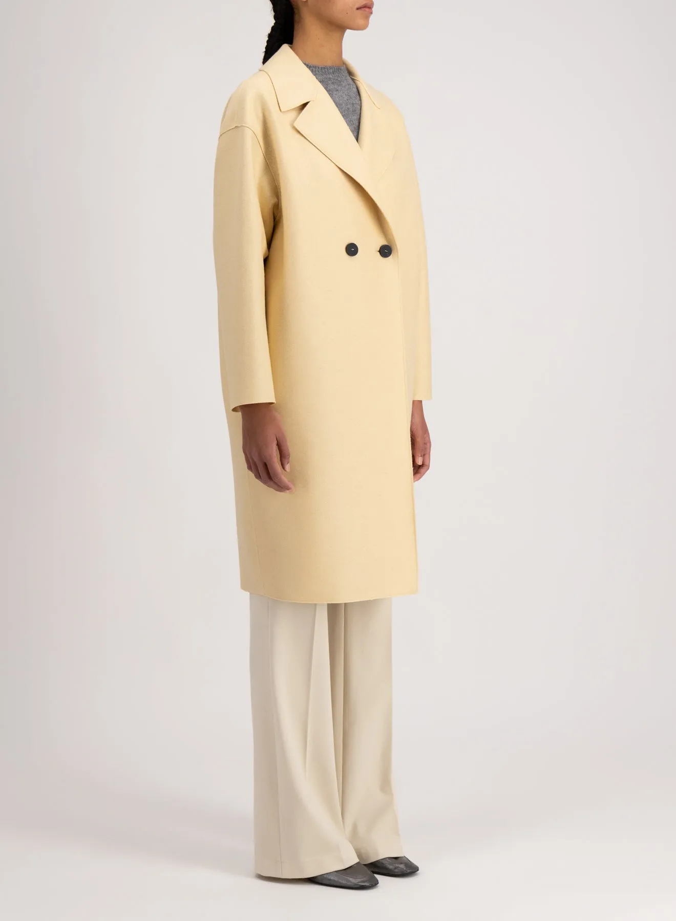 Dropped shoulder coat pressed wool sold by Harris Wharf London product image thumbnail 3