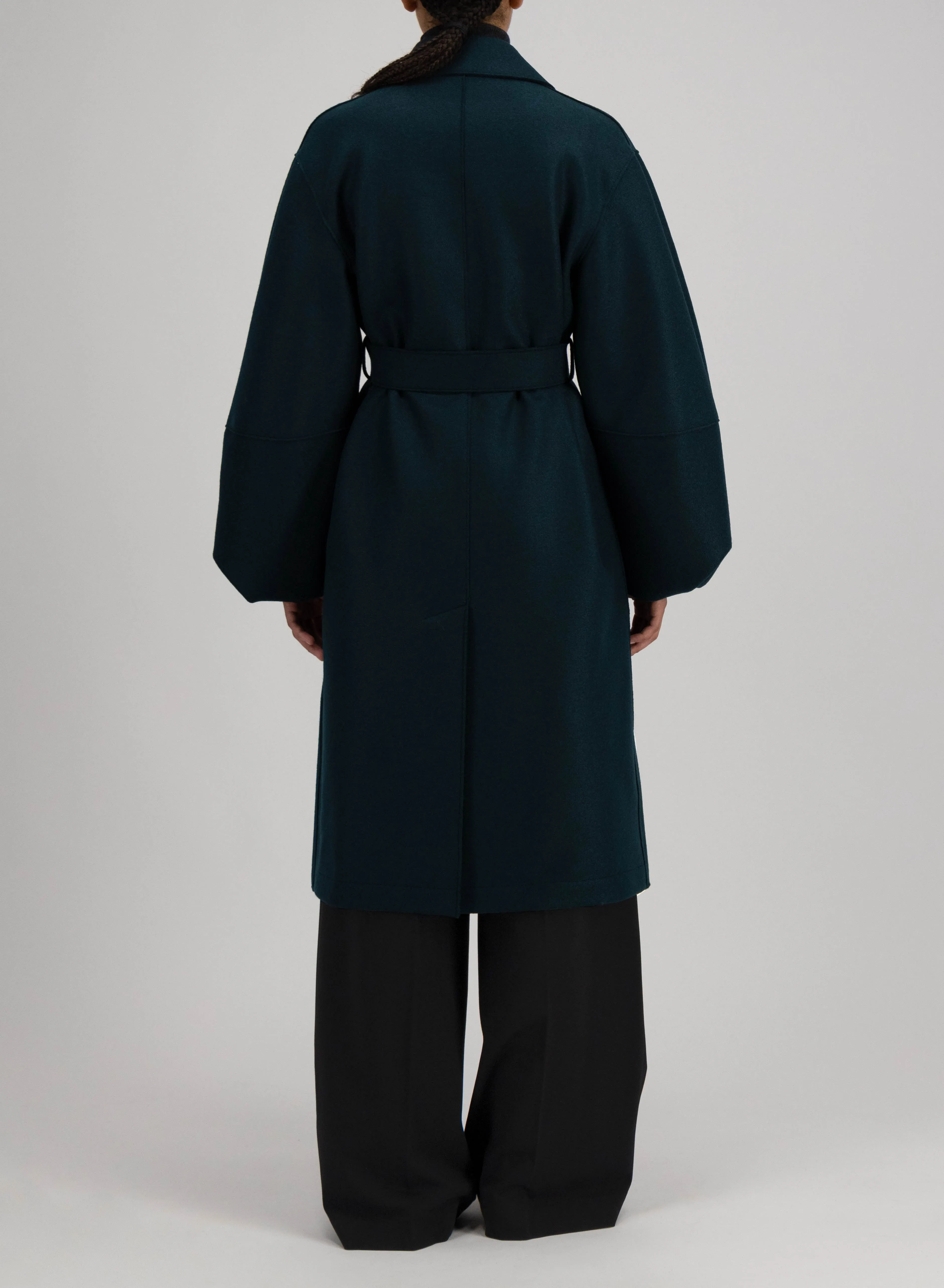 Puff sleeves coat in pressed wool sold by Harris Wharf London product image thumbnail 4