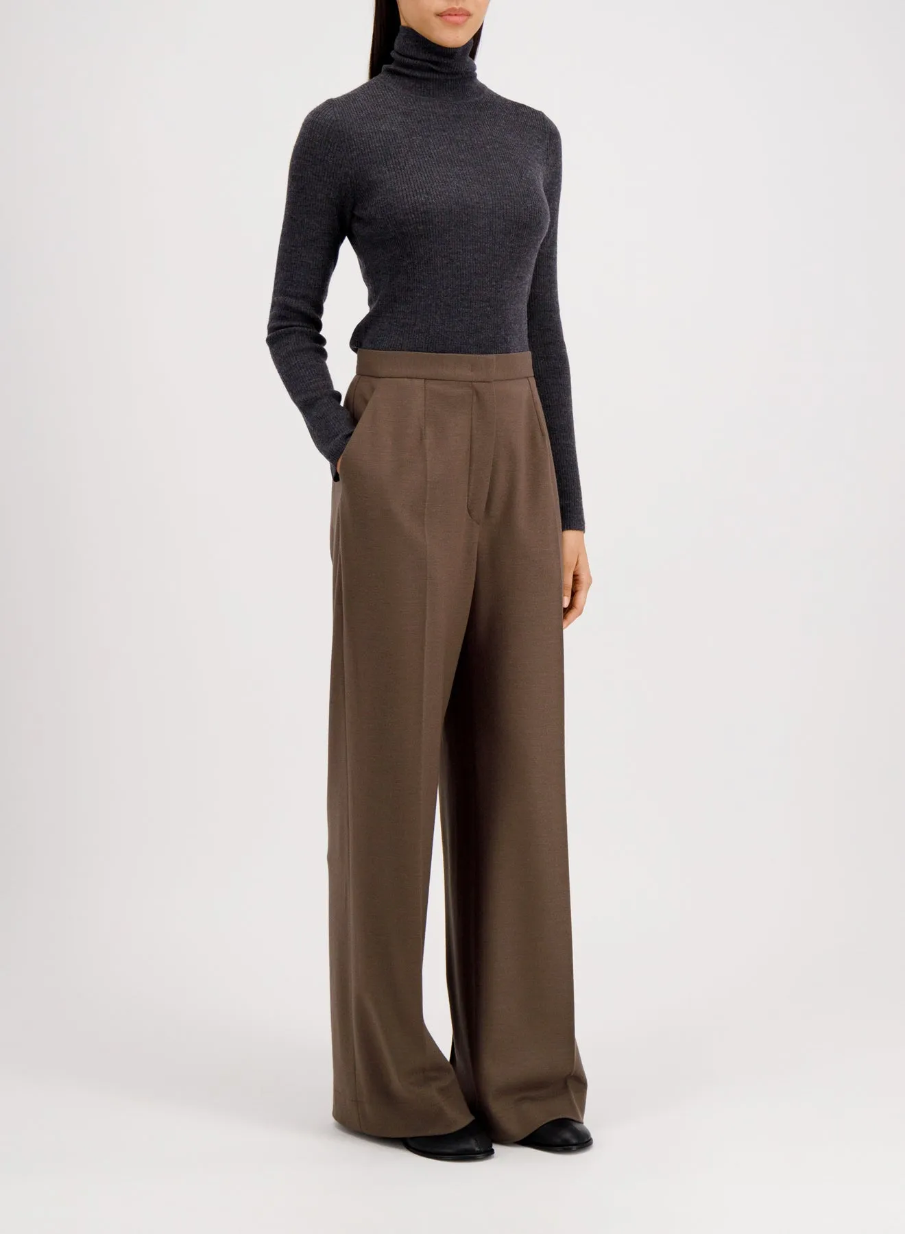 Palazzo trousers superfine merino sold by Harris Wharf London product image thumbnail 3