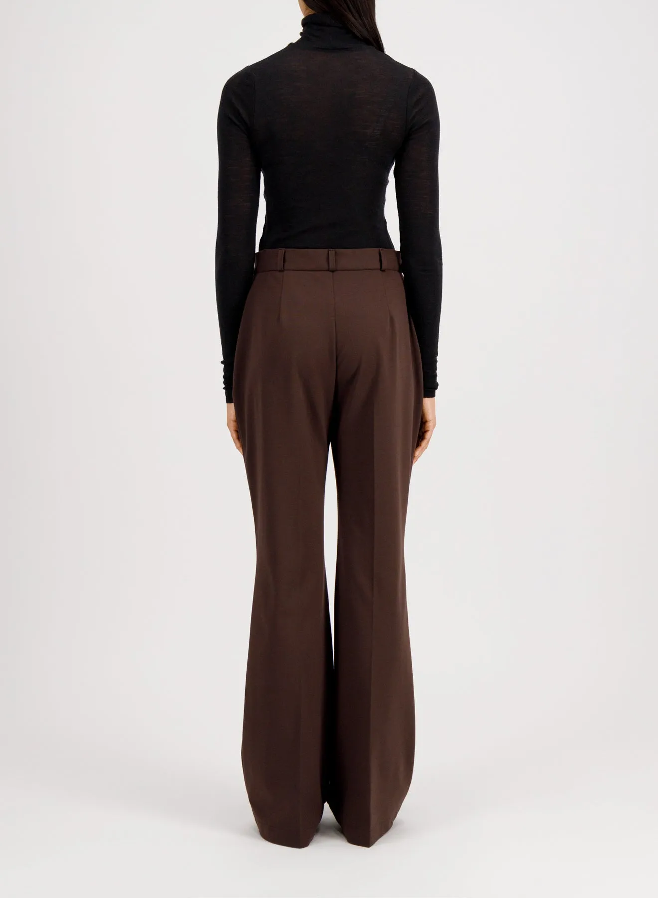 Flared fitted trousers viscose flannel sold by Harris Wharf London product image thumbnail 4