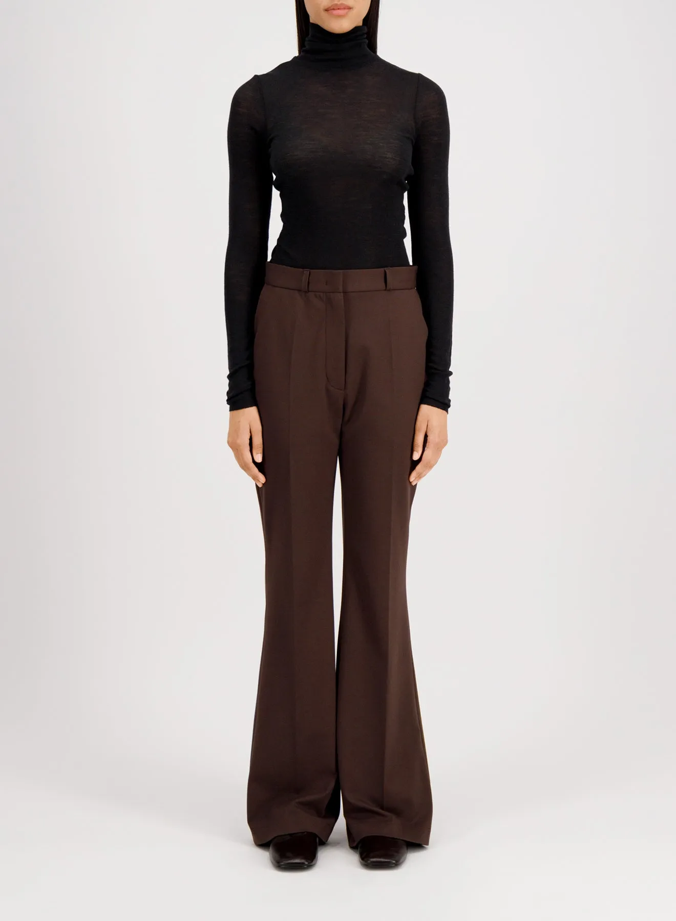 Flared fitted trousers viscose flannel sold by Harris Wharf London product image thumbnail 2