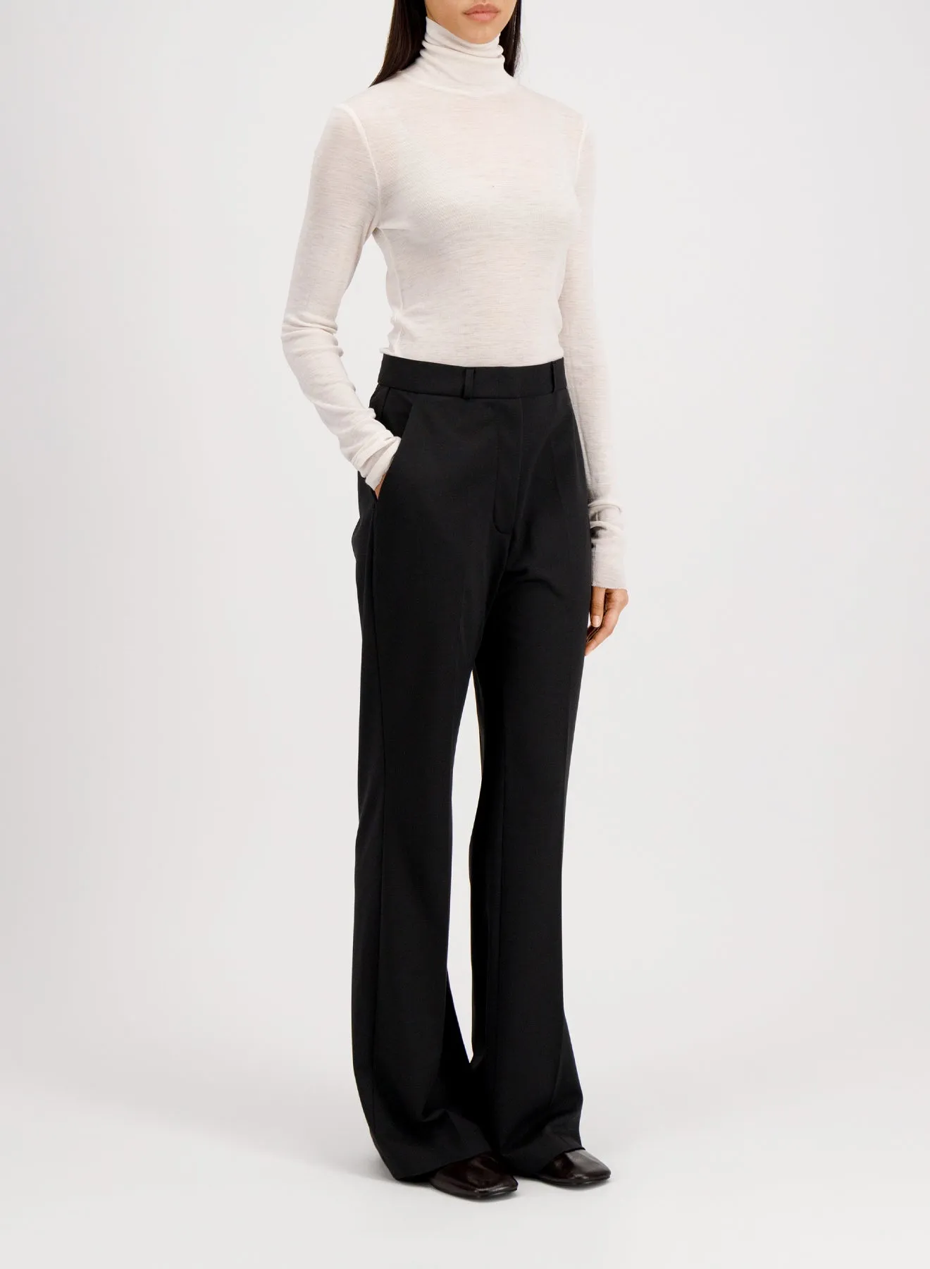 Flared fitted trousers viscose flannel sold by Harris Wharf London product image thumbnail 2