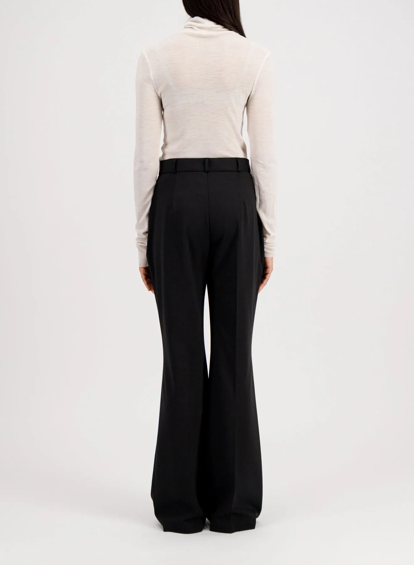 Flared fitted trousers viscose flannel sold by Harris Wharf London product image thumbnail 4