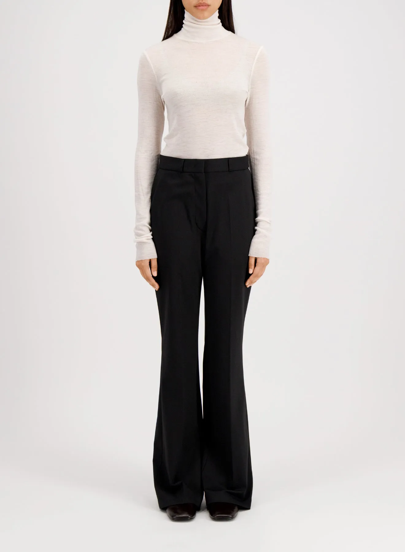 Flared fitted trousers viscose flannel sold by Harris Wharf London product image thumbnail 3