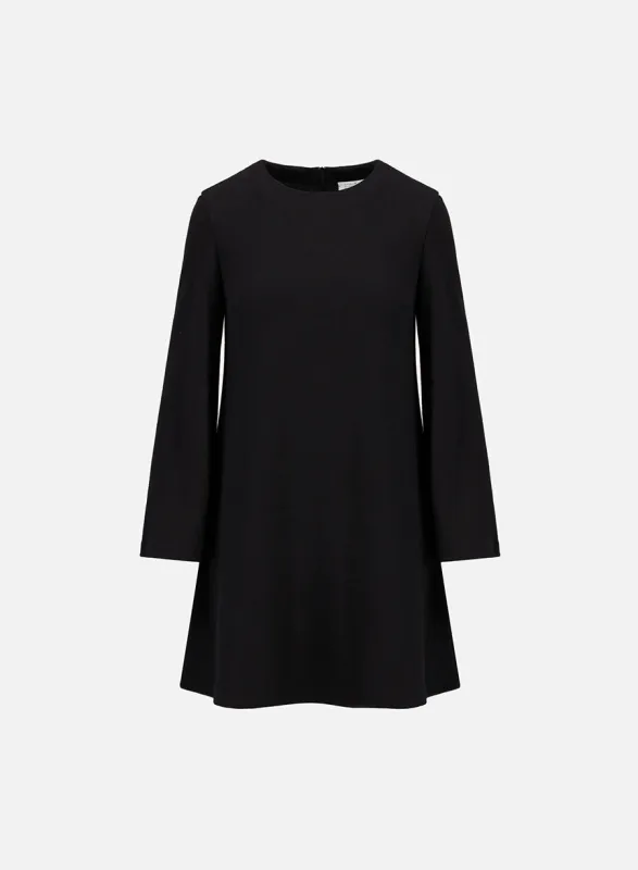 Bell sleeves dress in superfine merino made by Harris Wharf London
