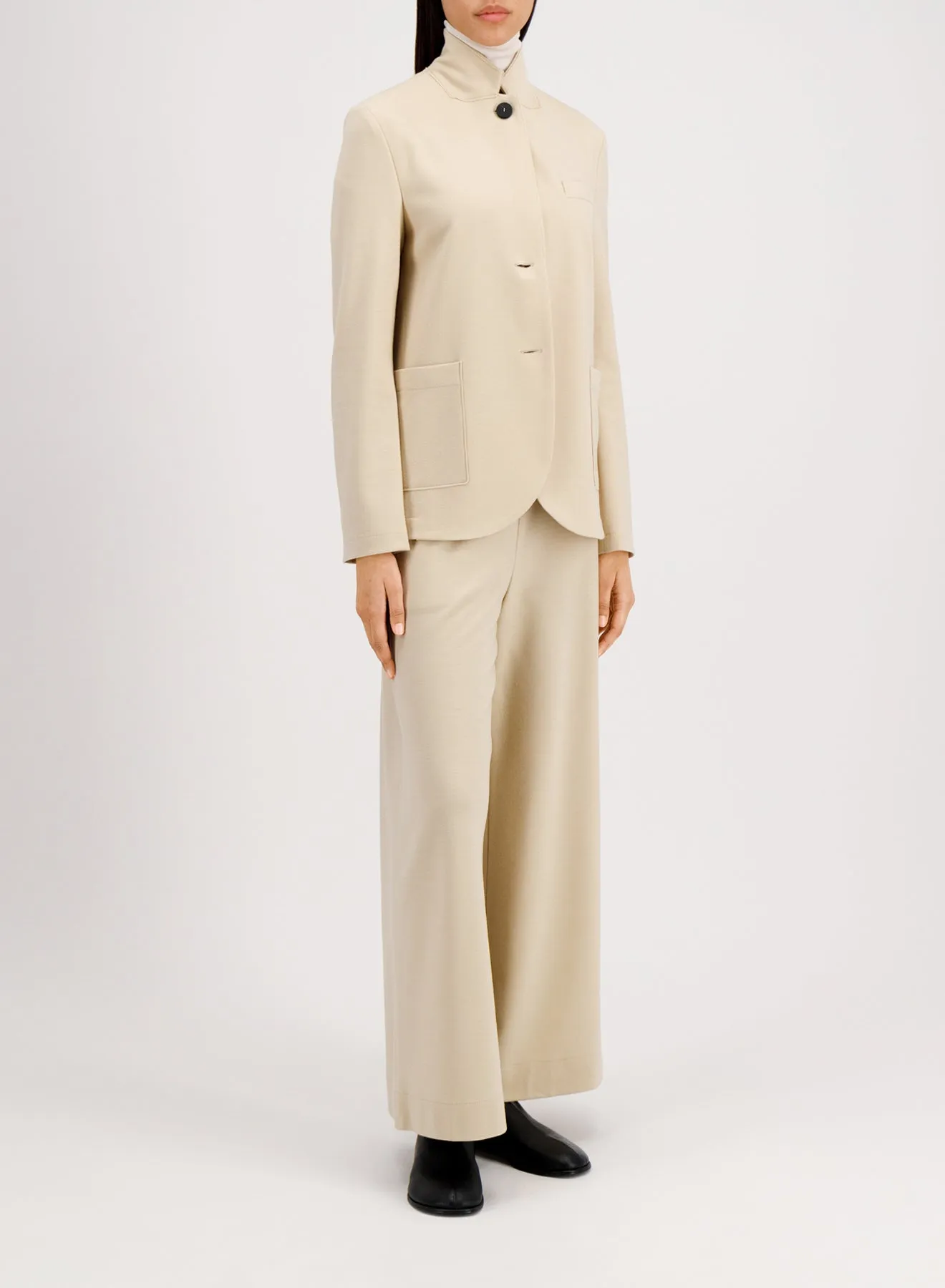 Stand up collar blazer in superfine merino sold by Harris Wharf London product image thumbnail 4