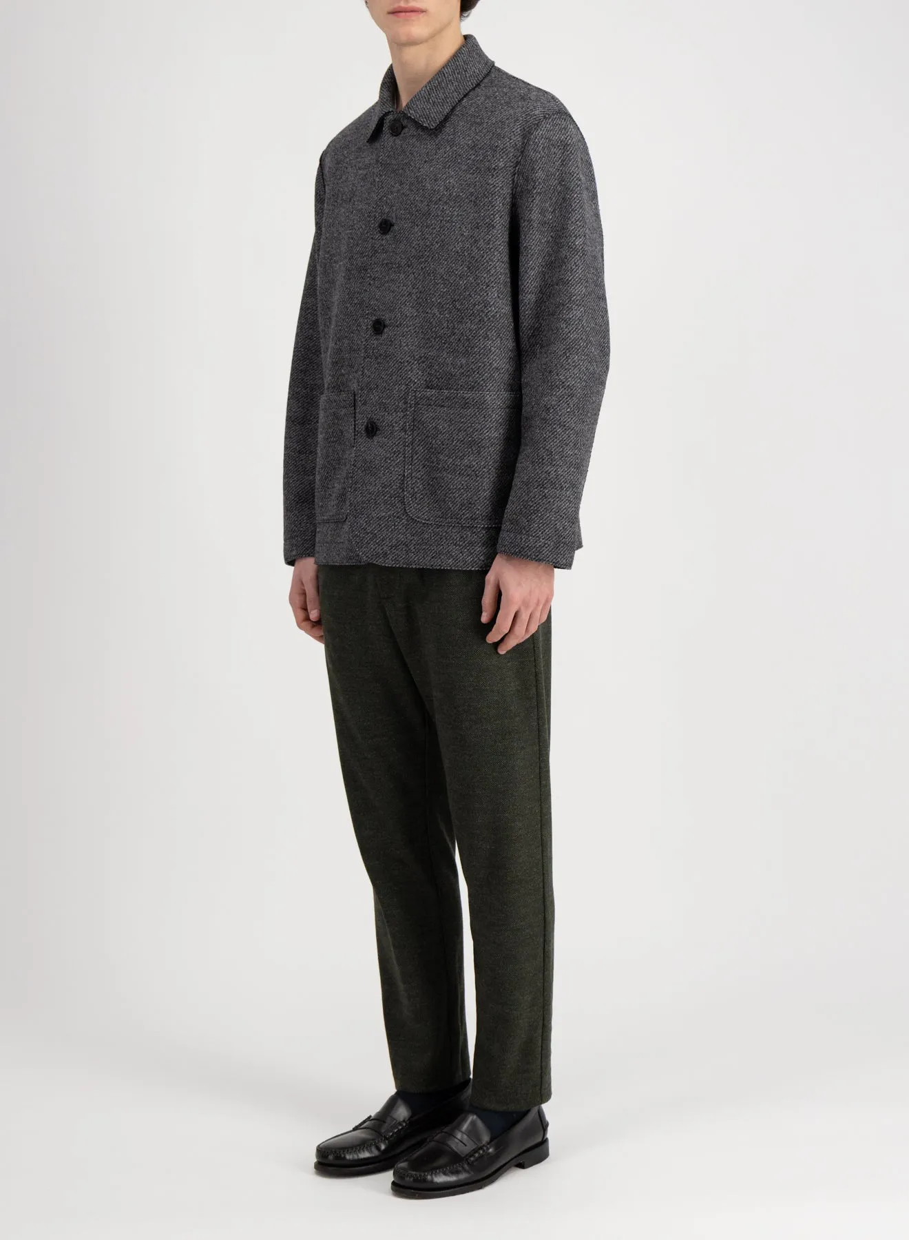 Utility jacket in jacquard sold by Harris Wharf London product image thumbnail 3