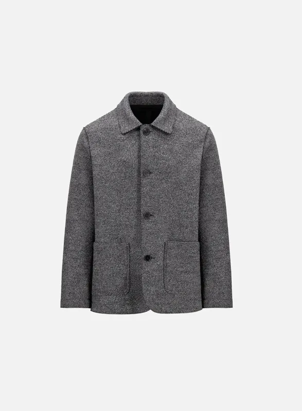 Utility jacket in jacquard made by Harris Wharf London