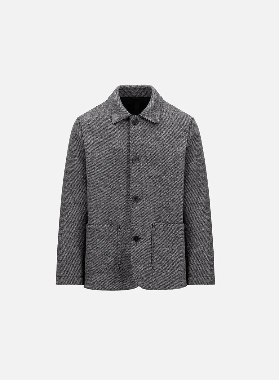 Utility jacket in jacquard sold by Harris Wharf London