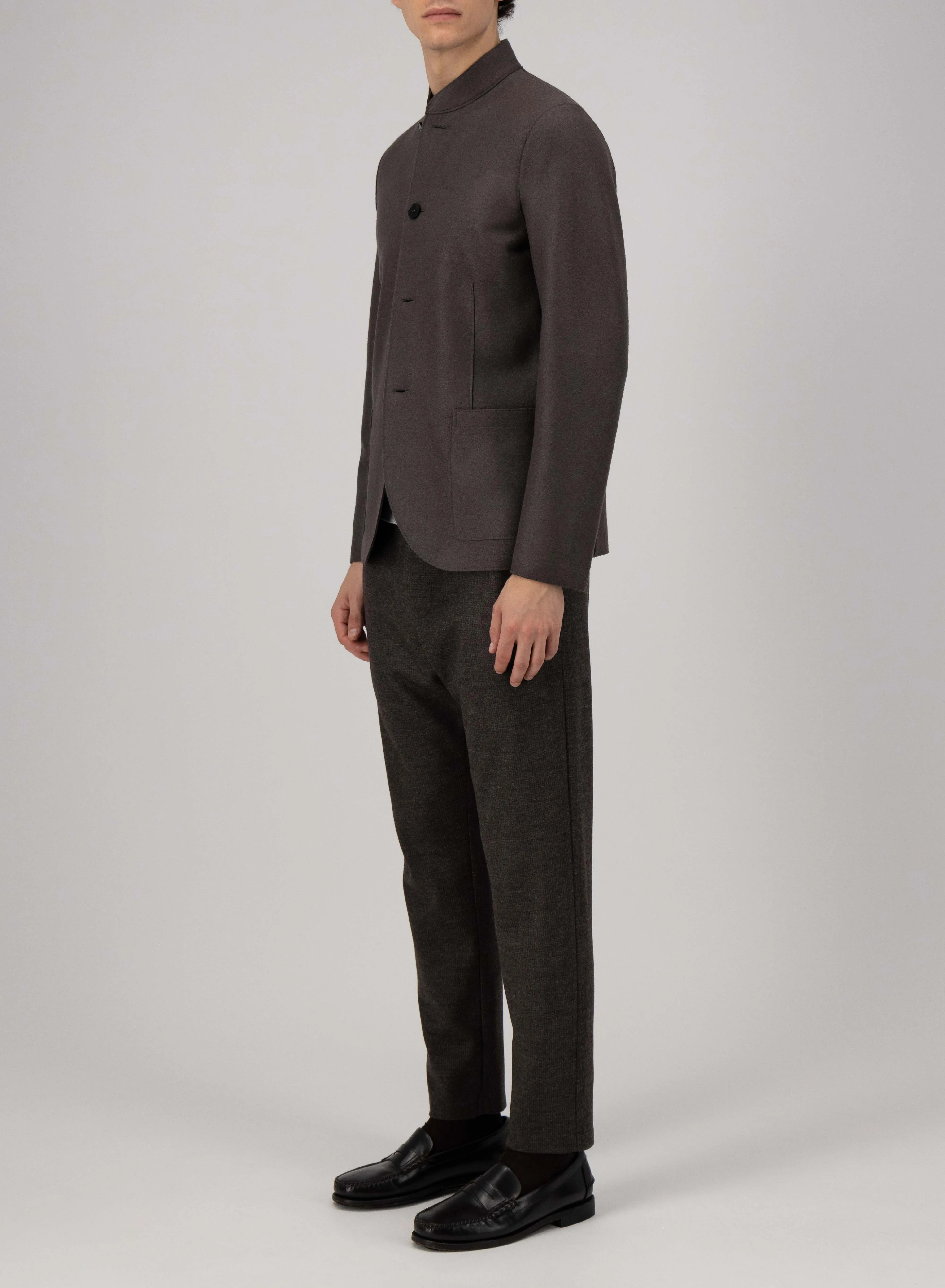 Nehru jacket light pressed wool sold by Harris Wharf London product image thumbnail 3