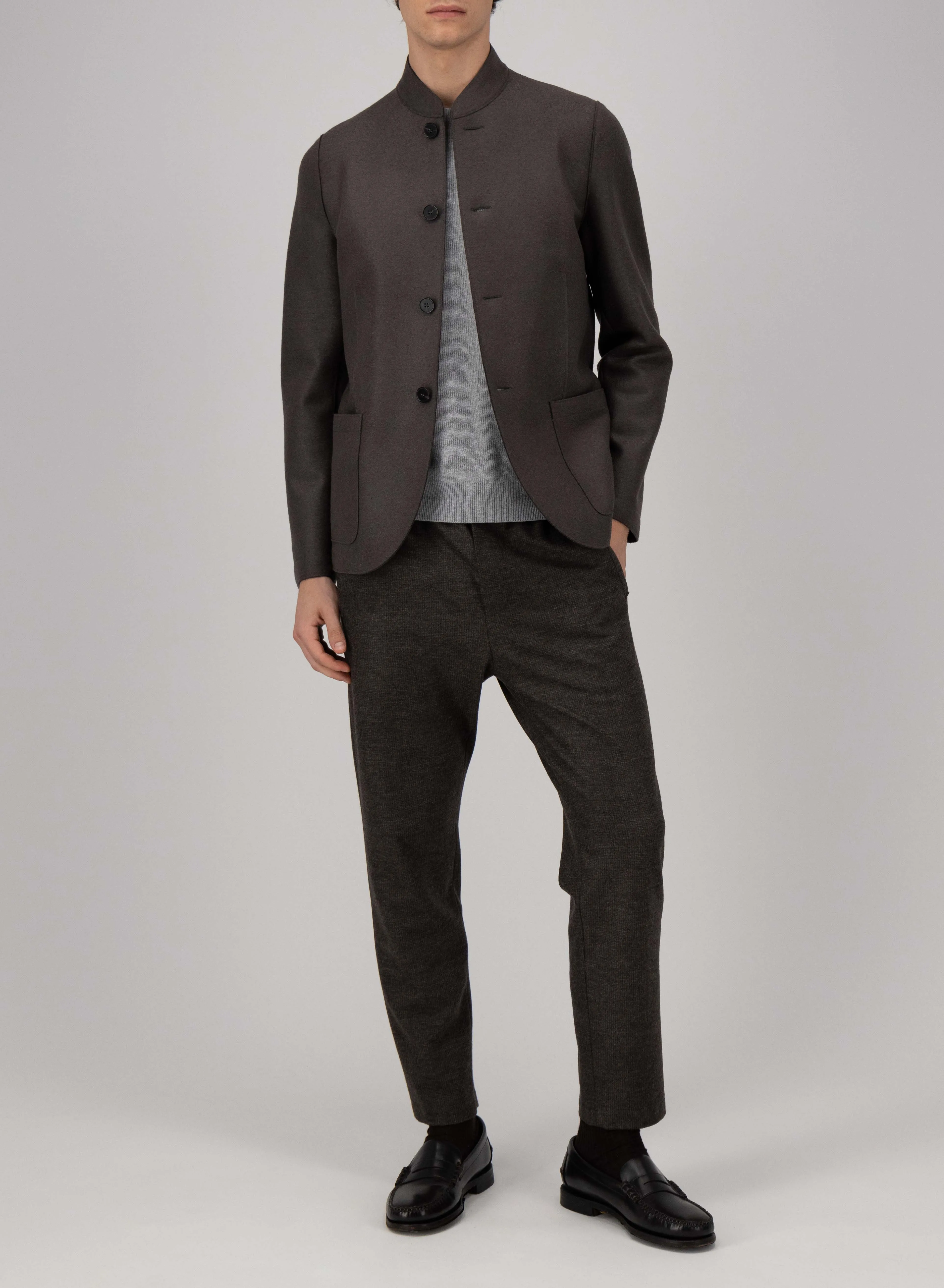 Nehru jacket light pressed wool sold by Harris Wharf London product image thumbnail 5