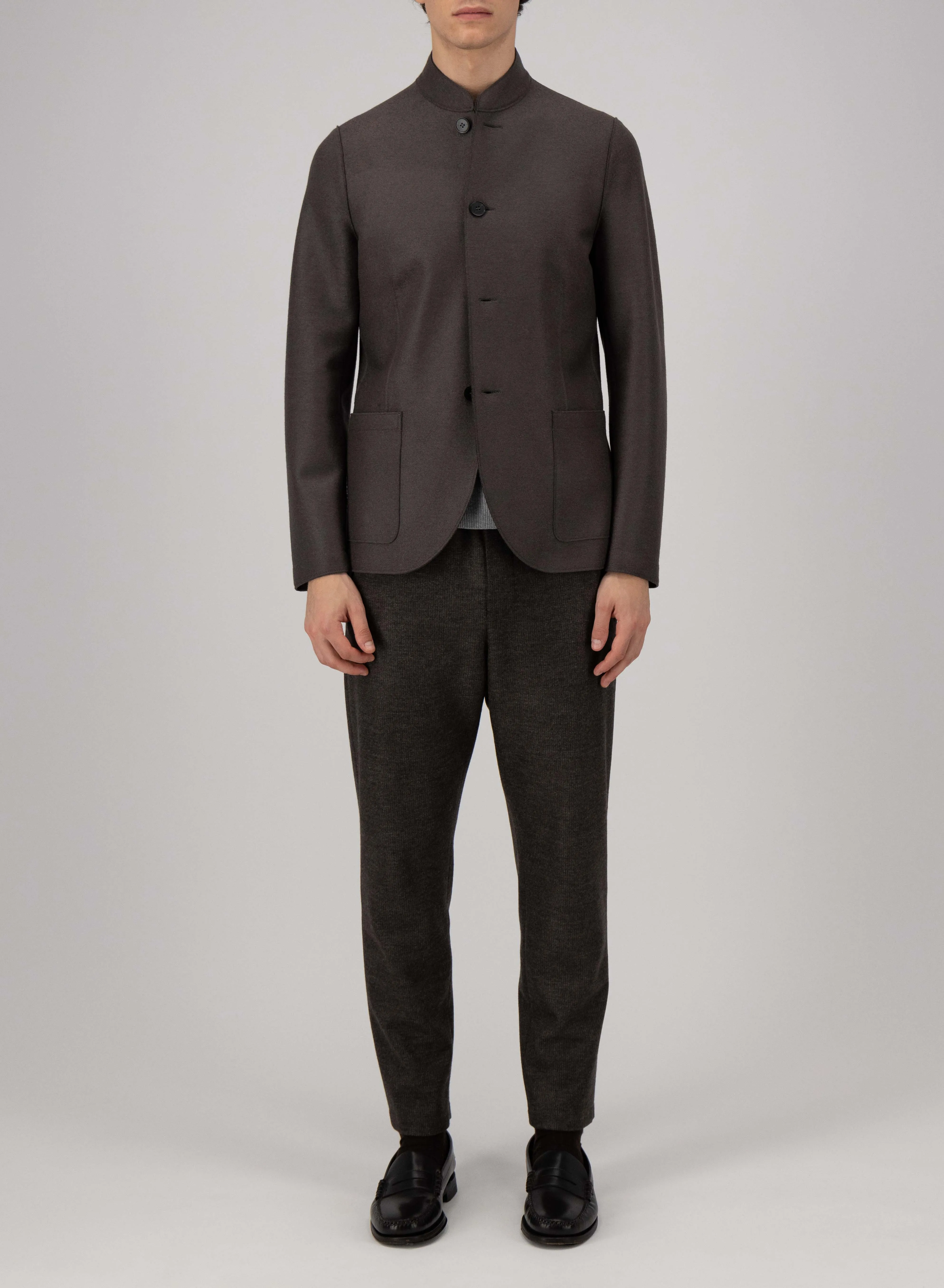 Nehru jacket light pressed wool sold by Harris Wharf London product image thumbnail 2