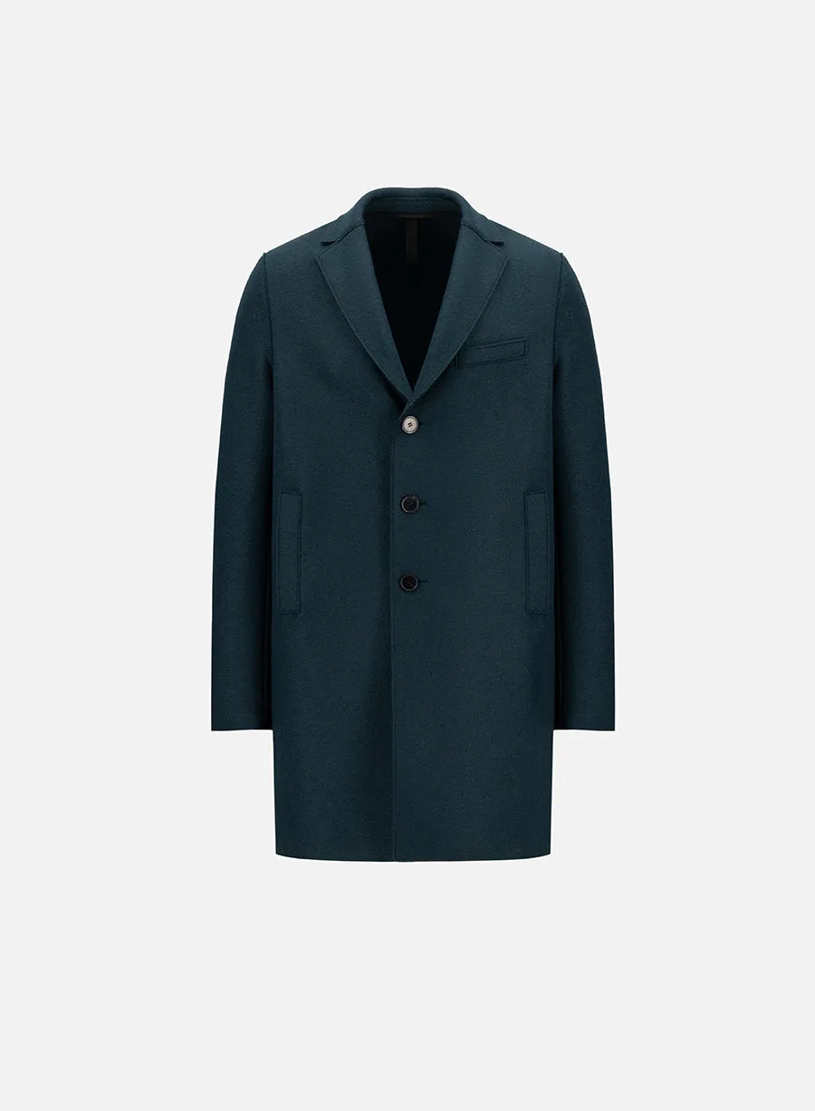 Boxy coat pressed wool sold by Harris Wharf London