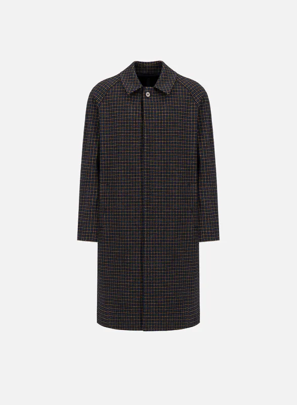 Fly front balmacaan tattersall made by Harris Wharf London