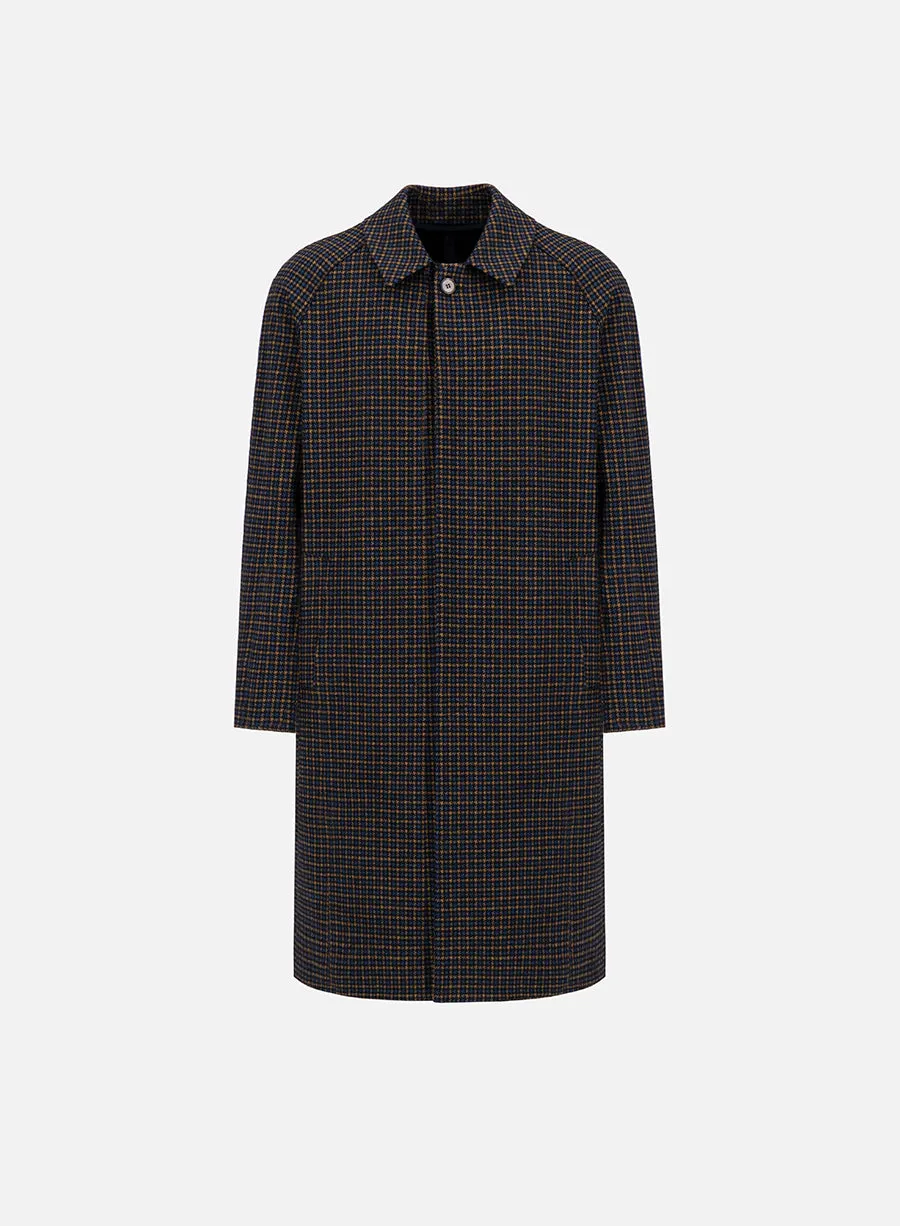 Fly front balmacaan tattersall sold by Harris Wharf London