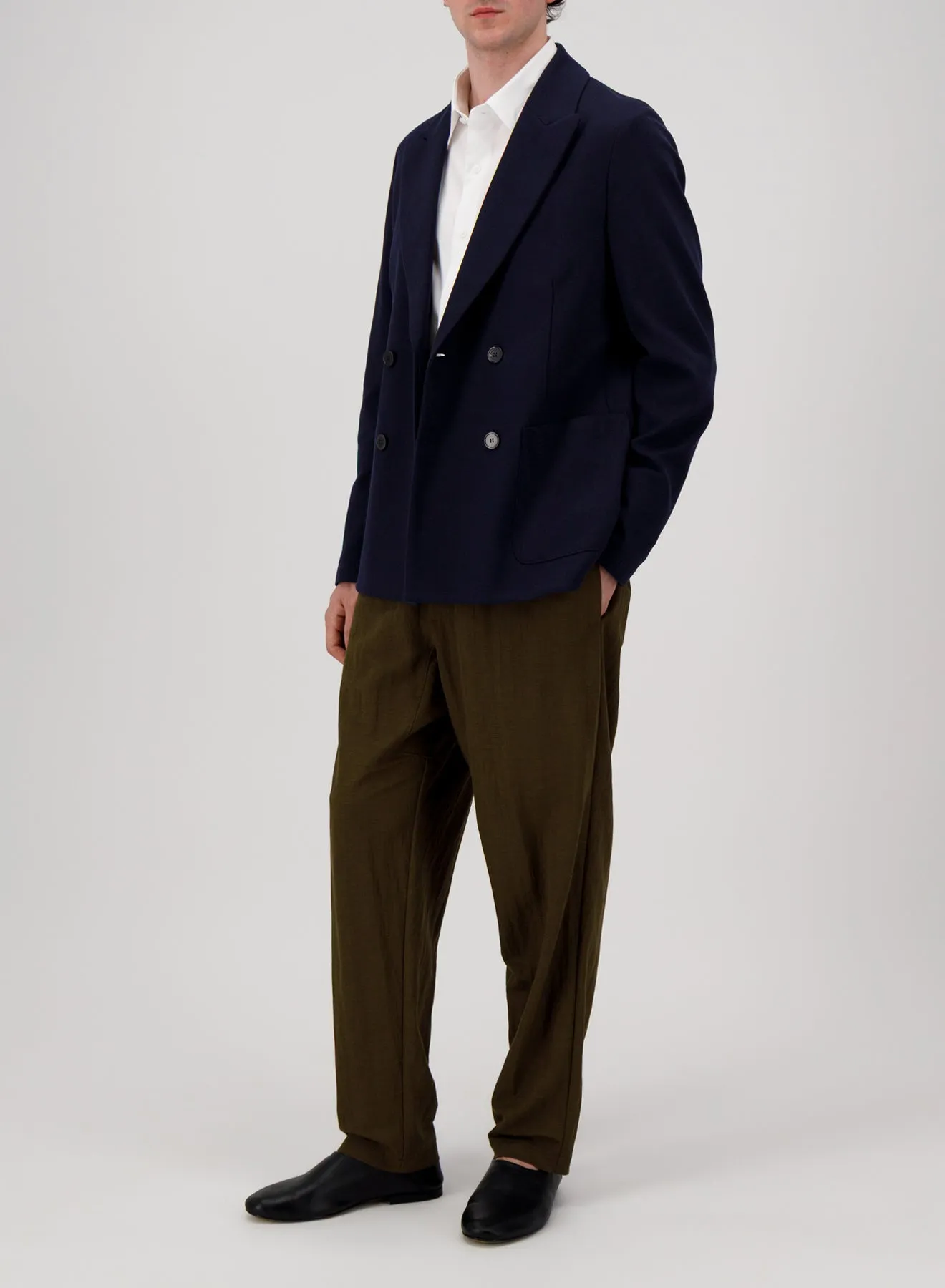 d.b. peak lapel blazer diagonal crafted with Loro Piana fabric sold by Harris Wharf London product image thumbnail 2