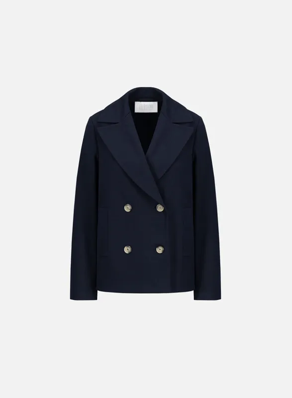 Peacoat diagonal crafted with Loro Piana fabric made by Harris Wharf London