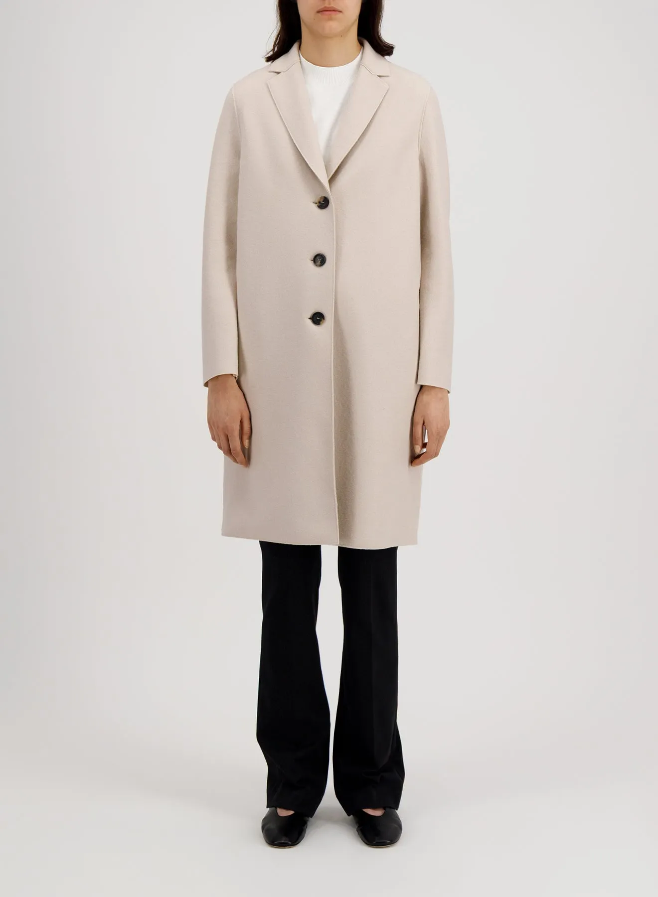 Overcoat in light pressed wool sold by Harris Wharf London product image thumbnail 2