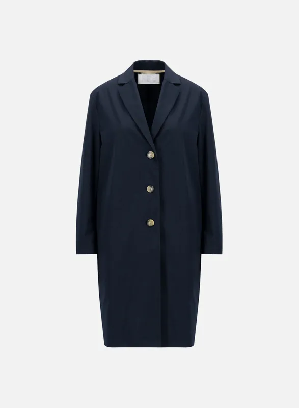 Overcoat with back vent in light technic sold by Harris Wharf London